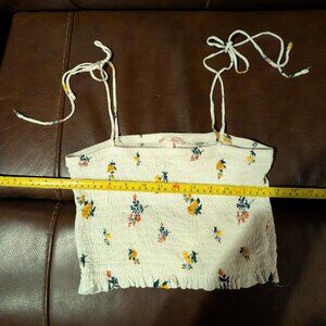 Cute Lottie Moss White Floral Ribbed Crop/Tank Size S